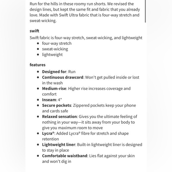 Great condition, Lululemon track that short 3” size 4 - Picture 3 of 3